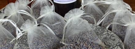 Marci's Lavender Sachets: three tablespoons of dried lavender buds and five drops of lavender essential oil